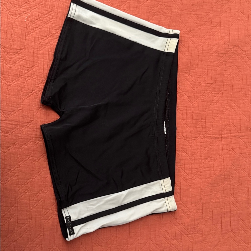 Black and White Men's Swim Trunks